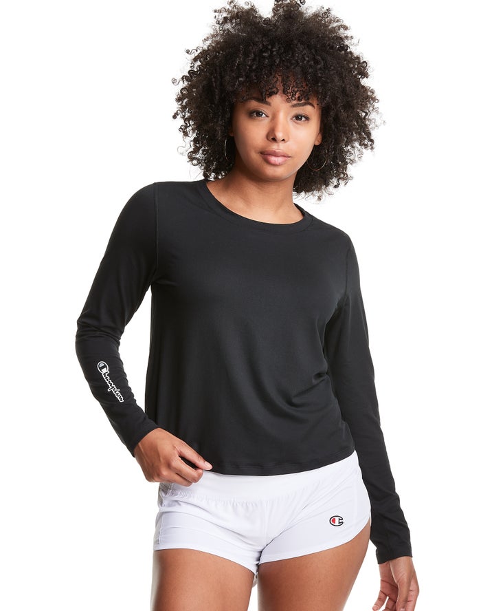 Champion Soft Touch Cutout Long-Sleeve T-Shirt Dames - Zwart - Belgie 9051FEOPY